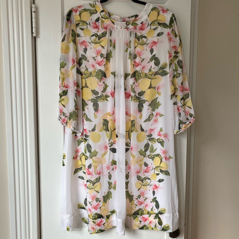NY&Co Eva Mendes White Lemon Sabrina Dress